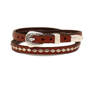 HATBAND BROWN LEATHER WITH SILVER STUD