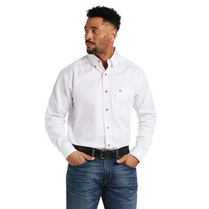 MENS SOLID TWILL CLASSIC LONG SLEEVE WHITE