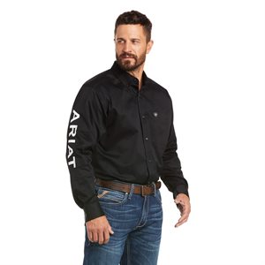 MENS TEAM LOGO TWILL CLASSIC LONG SLEEVE SHIRT BLACK / WHITE