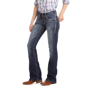 WOMEN ARIAT R.E.A.L ENTWINED MID RISE BOOT CUT JEANS MARINE