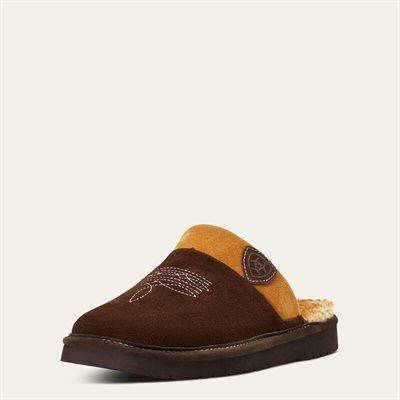 PANTOUFLE ARIAT SILVERSMITH BOUT CARRÉ 12 HOMME BRUN / CHESTNUT