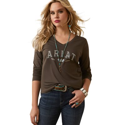 ARIAT LS TEE WOMEN'S FLORA BANYAN BARK XLARGE