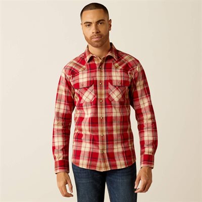 ARIAT HONOR RETRO SHIRT MEN LS ROSEWOOD SZ..M