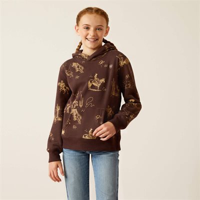 YOUTH HOODIE RANCH SCENE RANCHIN PRINT XSMALL