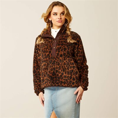 ARIAT WOMAN BERBER SHERPA SWEATSHIRT SNAP LILA LEOPARD XS