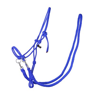 ROPE HALTER WITH REIN COBALT BLUE SZ: FULL