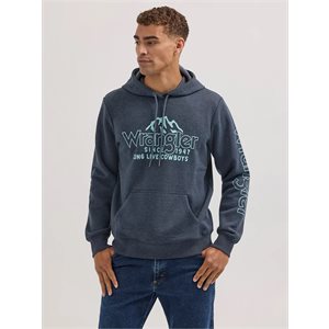 HOODIE WRANGLER HOMME COWBOY MOUNTAINS GRIS / TURQUOISE