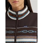 WRANGLER SHERPA ZIP UP JACKET WOMEN AZTEC BROWN SZ.L