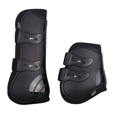 TENDON BOOTS SET FRONT AND REAR QHP BLACK PONEY