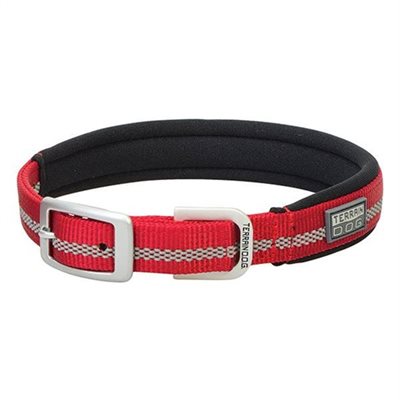 COLLIER POUR CHIEN REFLECHISSANT TERRAIN DOG ROUGE / NOIR MED.15"