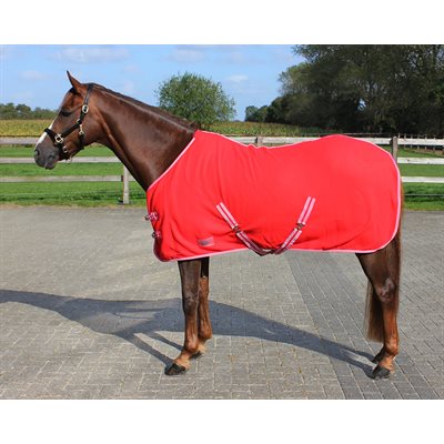 FLEECE RUG QHP WITH CROSS SURCINGLES BRIGHT RED 48"