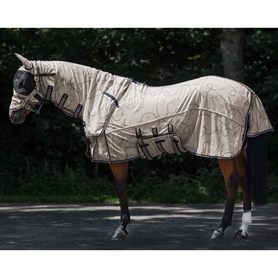 ANTI-FLY SHEET QHP COLLECTION WITH NECK AND HOOD BEIGE / NAVY SZ