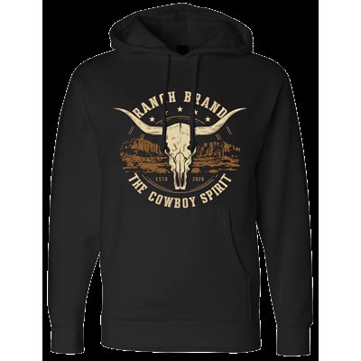 HOODIE RANCH BRAND UNISEXE SKULL 3 NOIR SMALL