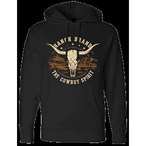 HOODIE RANCH BRAND UNISEXE SKULL 3 NOIR