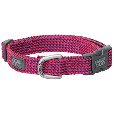 COLLIER POUR CHIEN SNAP-N-GO TISSÉ TERRAIN DOG ROSE / MARINE MEDIUM