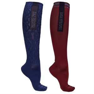 QHP KNEE STOCKING QIARA SET OF 2 (NAVY / BURGUNDY)