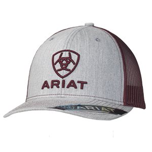 CASQUETTE ARIAT GRIS MESH BOURGOGNE LOGO BOURGOGNE