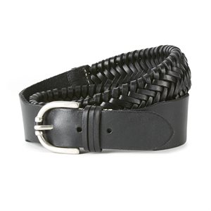 LEATHER EXTENSIBLE BRAIDED ARIAT BELT BLACK XSMALL