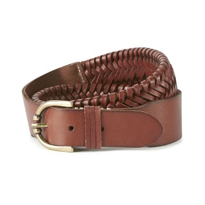 CEINTURE ARIAT CUIR EXTENSIBLE TRESSÉE BRUN GR.LARGE