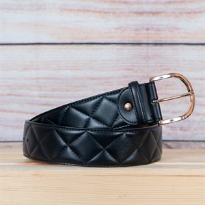 QUILTED TAILORED SPORTSMAN BELT BLACK / PINK GOLD 