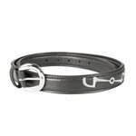 HORZE LEATHER BELT WITH BIT EMBROIDERY BLACK