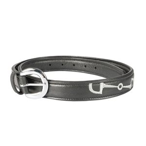 CEINTURE HORZE EN CUIR AVEC MORS BRODÉS NOIR 