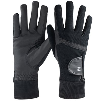 GANTS HORZE DOUBLÉ AVEC POIGNET ELASTIQUE NOIR BRILLANT GR. 6