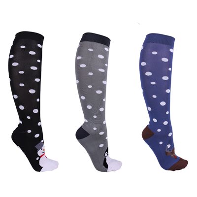 KNEE STOCKING WINTER SNOWFLAKE (3) BLUE / GREY / BLACK 30-34