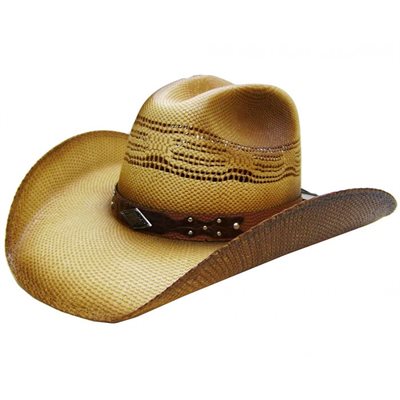 CHAPEAU COWBOY BEIGE / BRUN AVEC TETE DE BOEUF MEDIUM