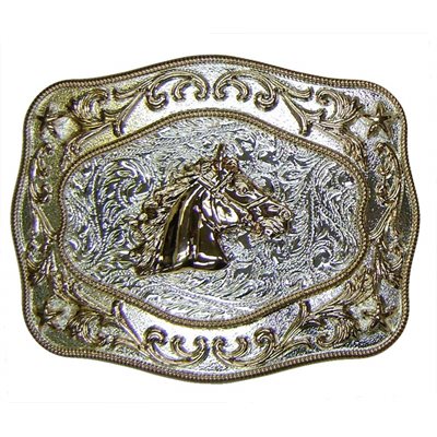 BELT BUCKEL WITH GOLD HORSE HEAD