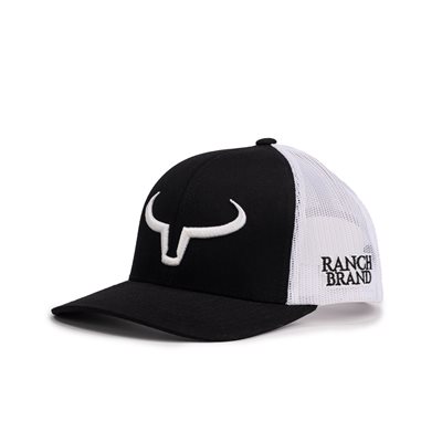 RANCH BRAND CAP BLACK MESH WHITE LOGO WHITE