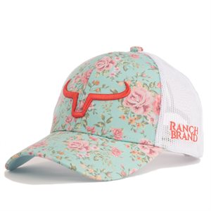 CASQUETTE RANCH BRAND PONYTAIL FLEUR 3 LOGO ROSE