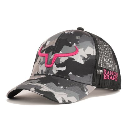 RANCH BRAND CAP CAMO HORSE BLACK LOGO PINK