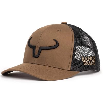 RANCH BRAND CAP COYOTE BROWN MESH BLACK LOGO BLACK