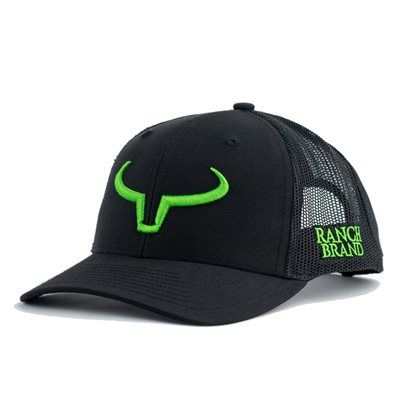 RANCH BRAND CAP BRANDING BLACK MESH BLACK LOGO LIME KIDS