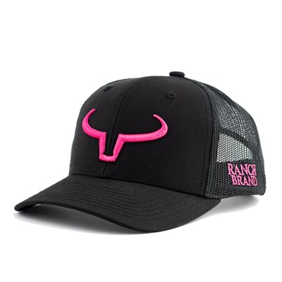 CASQUETTE RANCH BRAND NOIR MESH NOIR LOGO ROSE ENFANT