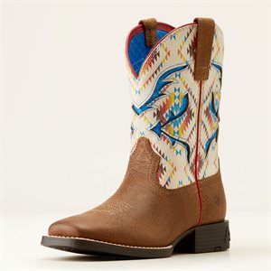 YOUTH ARIAT COWBOY BOOTS SAN ANGELO VENTEK TAN / MULTICOLOR