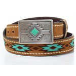 ARIAT BELT WOMEN BROWN / TURQUOISE AZTEC 