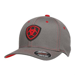 CASQUETTE ARIAT GRIS CHARCOAL AVEC COUTURE ET LOGO ROUGE 