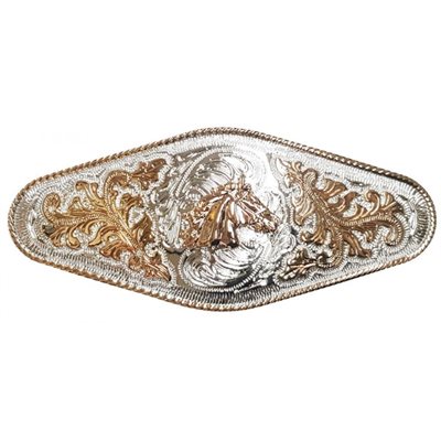 BOUCLE DE CEINTURE LONGUE TETE DE CHEVAL GOLD / ARGENT