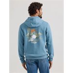 WRANGLER MEN HOODIE DRY BONES LIGHT BLUE SMALL