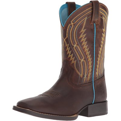 BOTTES WESTERN ARIAT ENFANT CHUTE BOSS BRUN / TURQUOISE GR.10