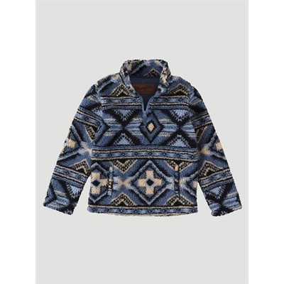 PULLOVER EN SHERPA GARCON WRANGLER BLEU AZTEC XSMALL