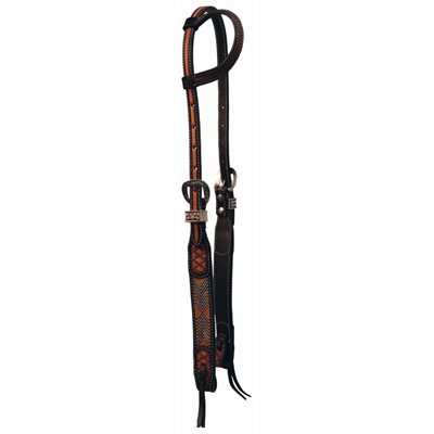 WEATERN RAWHIDE ONE EAR HEADSTALL NAVAJO 2 TONES