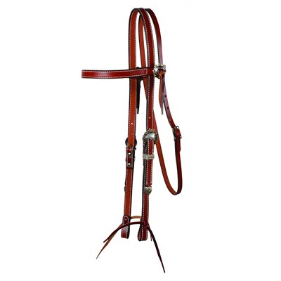 BROWBAND HEADSTALL TOBACCO WRH WITH CONCHO SZ.HORSE