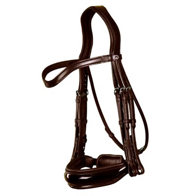 DY'ON DOUBLE BRIDLE LARGE CRANK NOSEBAND NEW ENG.COL.BROWN FULL