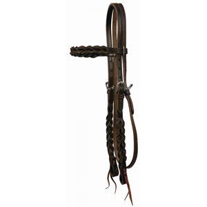 WR BROW BAND HEADSTALL BRAIDED BROWN