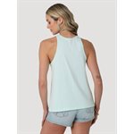 WRANGLER TANK TOP WOMEN RETRO OPALE BLUE / ORANGE LOGO XSMALL