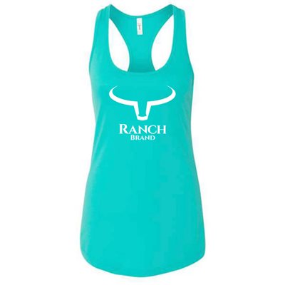 TANK TOP RANCH BRAND WOMEN BIG HORN TURQUOISE / WHITE LARGE