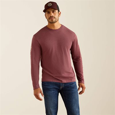 ARIAT LONG SLEEVE TSHIRT BURGUNDY SZ.S